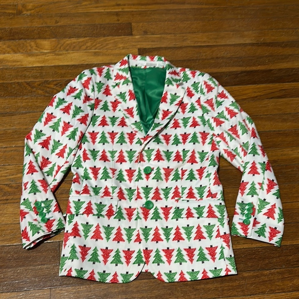Suslo Couture Boy’s Festive Christmas Tree Blazer, Large (12)